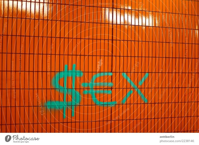SEX again Fliesen u. Kacheln Sachbeschädigung beschmiert Sex Geschlecht Tagger Graffiti taggen Vandalismus Wort Gang Durchgang Wand US-Dollar Dollarzeichen Euro