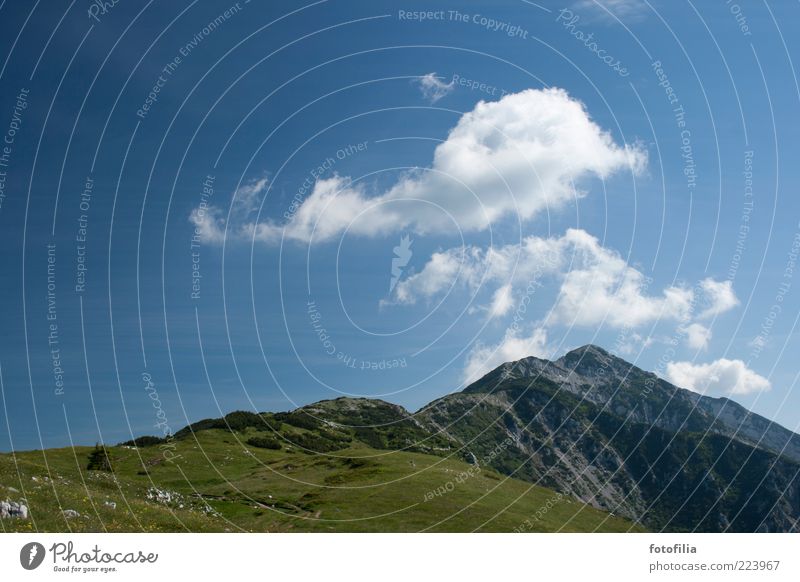 Erinnerung an Sommer [1] Umwelt Natur Landschaft Himmel Wolken Klima Wetter Schönes Wetter Wiese Felsen Alpen Berge u. Gebirge Gipfel Alm Hochgebirge Erholung