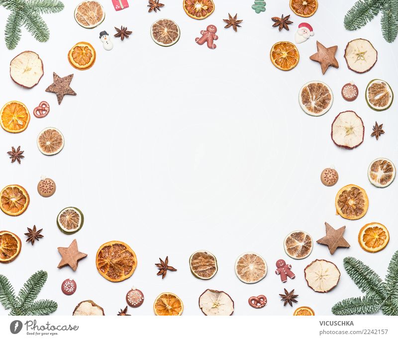 Weihnachten Hintergrund Rahmen auf weß Süßwaren Festessen Stil Design Ferien & Urlaub & Reisen Winter Feste & Feiern Weihnachten & Advent
