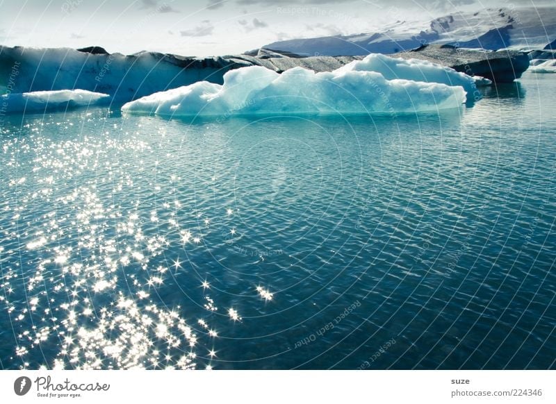 Eiszauber Ferien & Urlaub & Reisen Umwelt Natur Landschaft Wasser Klima Klimawandel Frost Küste See Gletschereis Gebirgssee außergewöhnlich kalt glänzend Island