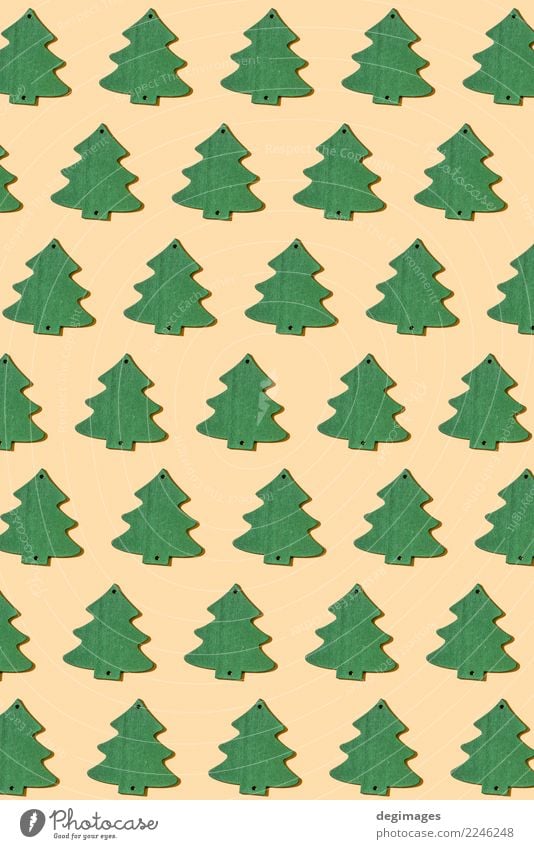 Grüner Weihnachtsbaum wiederholte Muster Kräuter & Gewürze Design Winter Dekoration & Verzierung Tisch Feste & Feiern Weihnachten & Advent Baum Holz Ornament