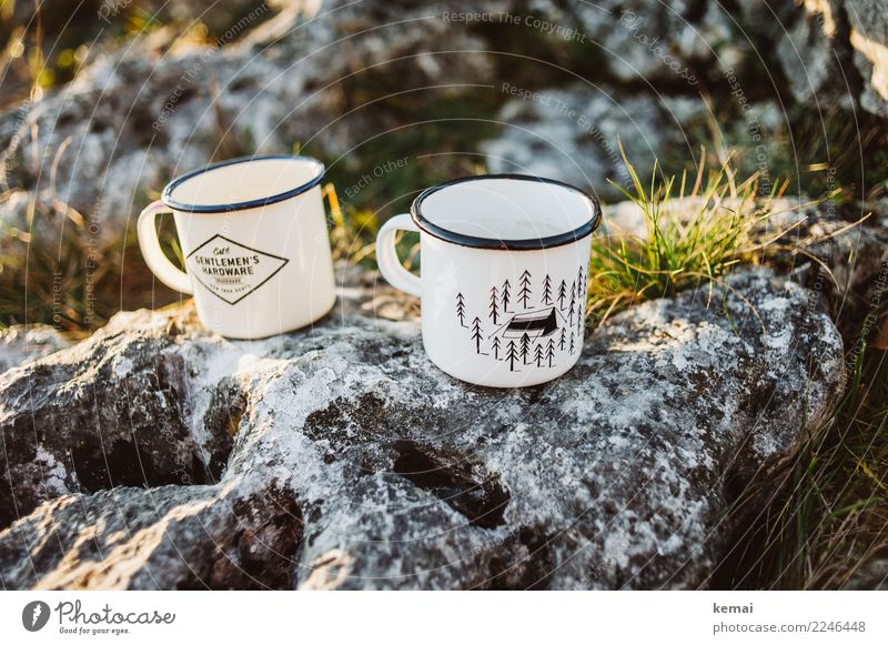 Outdoor Essentials Tasse Becher Emaille harmonisch Wohlgefühl Zufriedenheit ruhig Freizeit & Hobby Ausflug Freiheit Camping Berge u. Gebirge wandern Natur