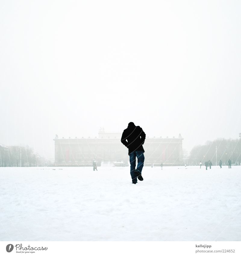alles auf anfang Mensch maskulin Mann Erwachsene 1 Winter Nebel Eis Frost Schnee Park Stadt Burg oder Schloss Gebäude Sehenswürdigkeit gehen Museumsinsel Berlin
