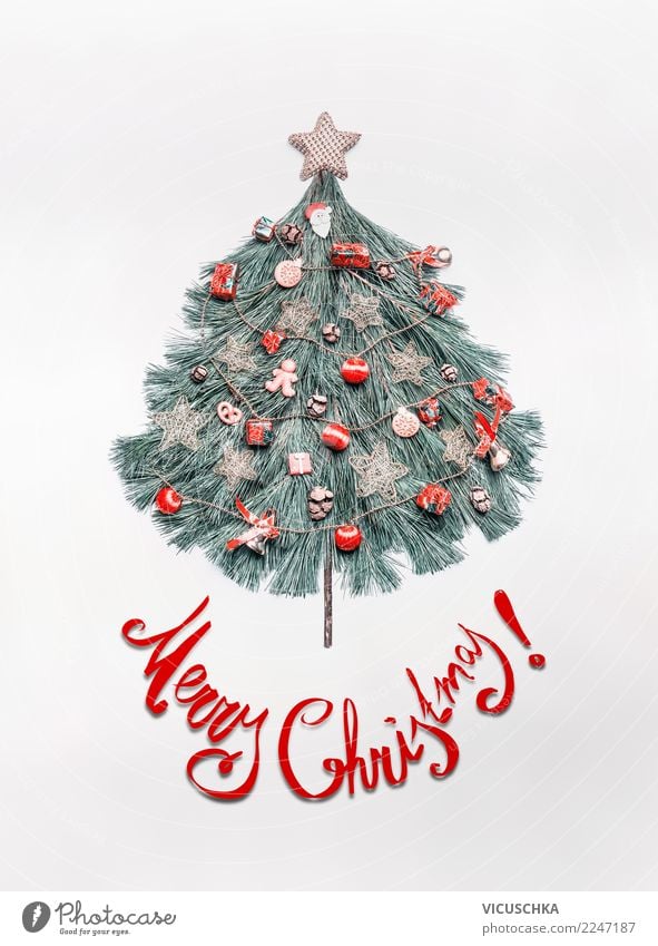 Weihnachtskarte mit Weihnachtsbaum Stil Design Winter Party Veranstaltung Feste & Feiern Weihnachten & Advent Dekoration & Verzierung Zeichen Ornament
