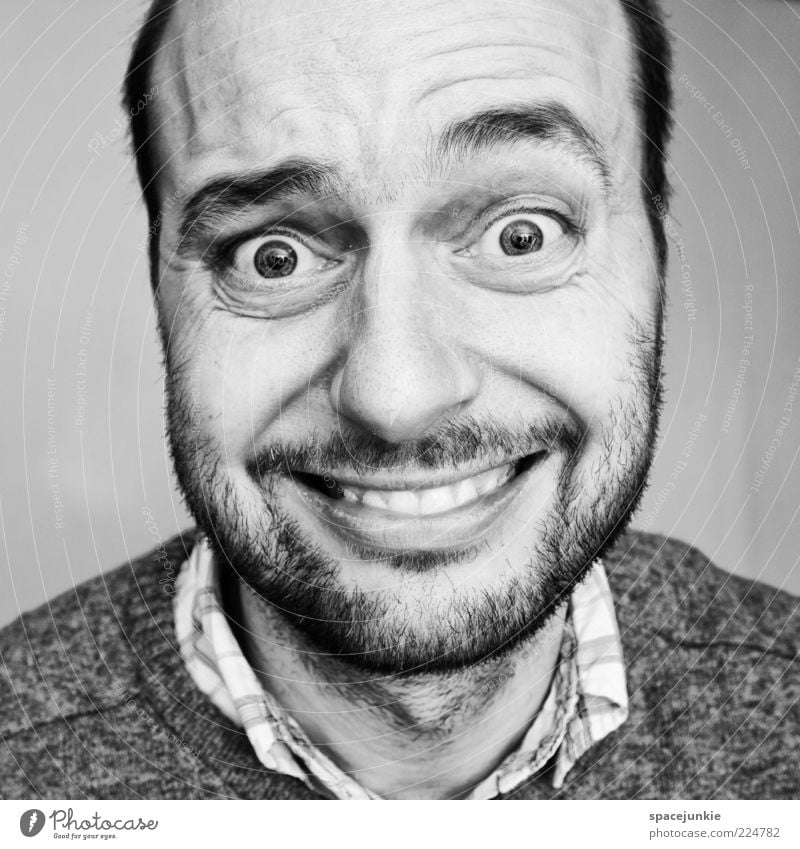 Ach, nee nä? Mensch maskulin Mann Erwachsene Kopf Auge Bart 1 30-45 Jahre Hemd Pullover Dreitagebart außergewöhnlich Freundlichkeit verrückt skeptisch skurril
