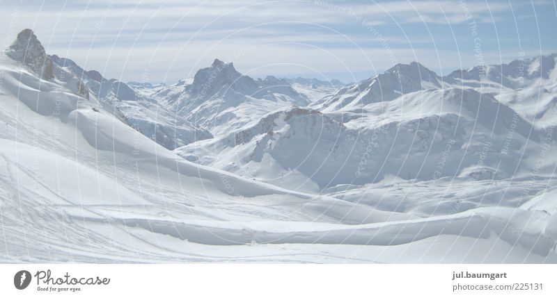 Winterberge Natur Landschaft Schönes Wetter Schnee Alpen Berge u. Gebirge Gipfel Schneebedeckte Gipfel Gletscher blau weiß Stimmung kalt Ferne Farbfoto