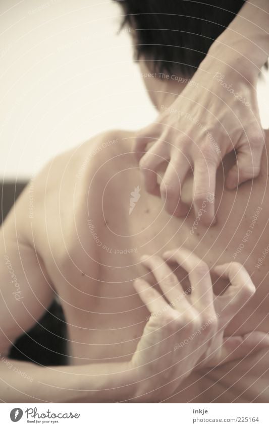 genau da! Körper Haut Gesundheitswesen Rücken Hand 1 Mensch Nervosität anstrengen Sinnesorgane kratzen Rückenschmerzen Kraulen Kribbeln Erreichen punktuell