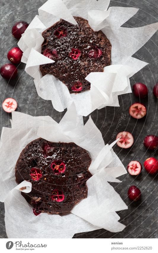 Brownies mit Cranberries Kuchen Schokoladenkuchen Lebensmittel Frucht Teigwaren Backwaren Preiselbeeren Kakao Kaffeetrinken Bioprodukte lecker saftig sauer süß