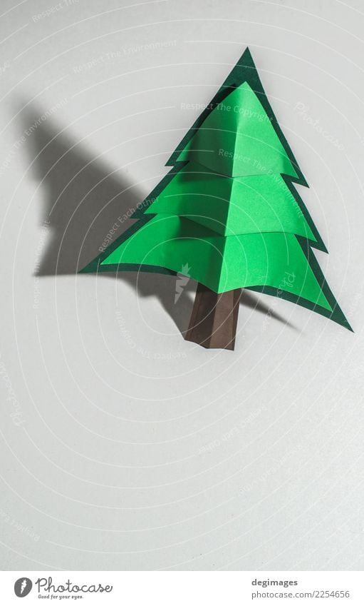 Weihnachtskiefer gemacht vom Papier auf Papier Design Winter Dekoration & Verzierung Feste & Feiern Weihnachten & Advent Kunst Baum Ornament neu grün weiß