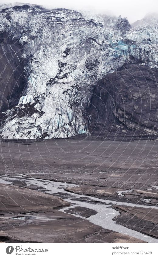 Eyjafjallajökull Natur Landschaft Urelemente Wolken schlechtes Wetter Nebel Eis Frost Schnee Berge u. Gebirge Gletscher Vulkan kalt Brandasche Gletschereis