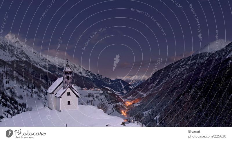 Virgental Winter Schnee Winterurlaub Berge u. Gebirge Landschaft Nachthimmel Alpen Großvenediger Matrei Tal Nationalpark Hohen Tauern NP Dorf Kirche Kapelle