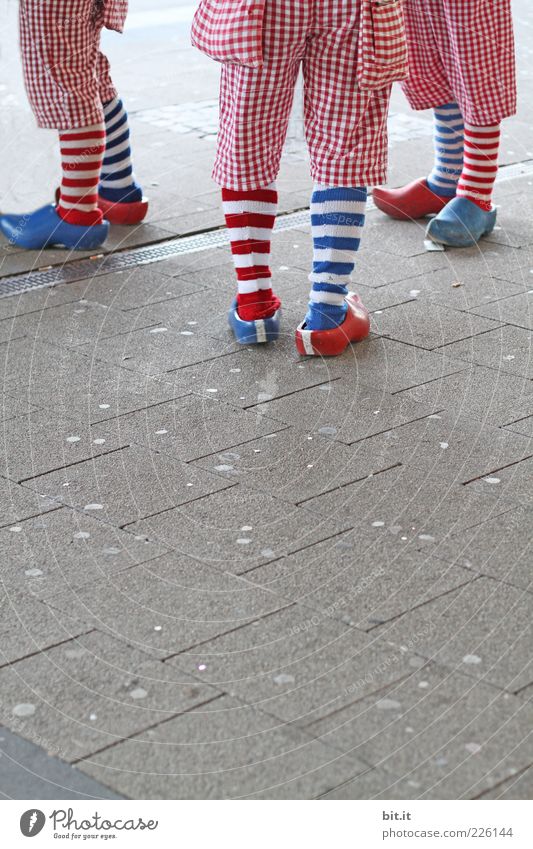 blau-rot-rot-blau-blau-rot Veranstaltung Feste & Feiern Karneval Mensch Beine Fuß Menschengruppe stehen Freude Glück Freizeit & Hobby Lebensfreude Teamwork