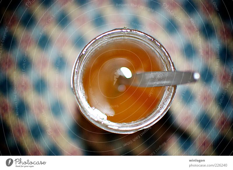 Honig Lebensmittel Marmelade Slowfood Getränk Flasche Glas Löffel Design Übergewicht Kunst Metall trinken dick Billig rund weich blau rot Geborgenheit