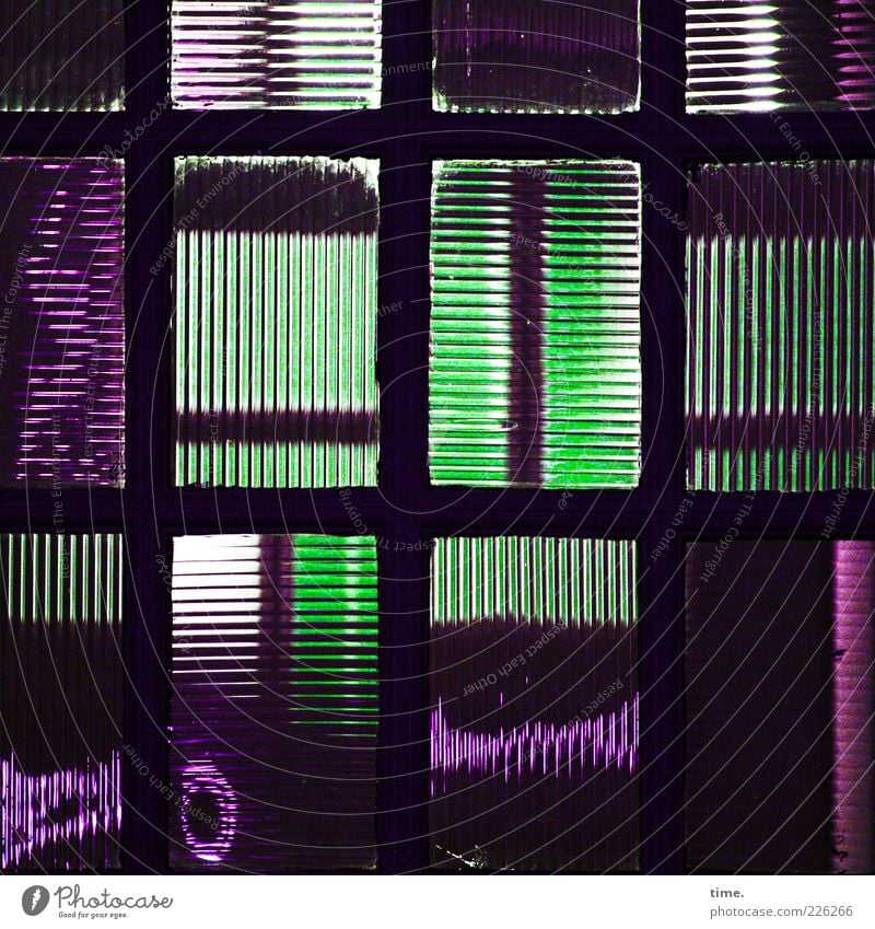 Daylight Memos Dekoration & Verzierung Kunst Glas grün violett geheimnisvoll Inspiration Glastür Strukturglas parallel vertikal horizontal rechtwinklig