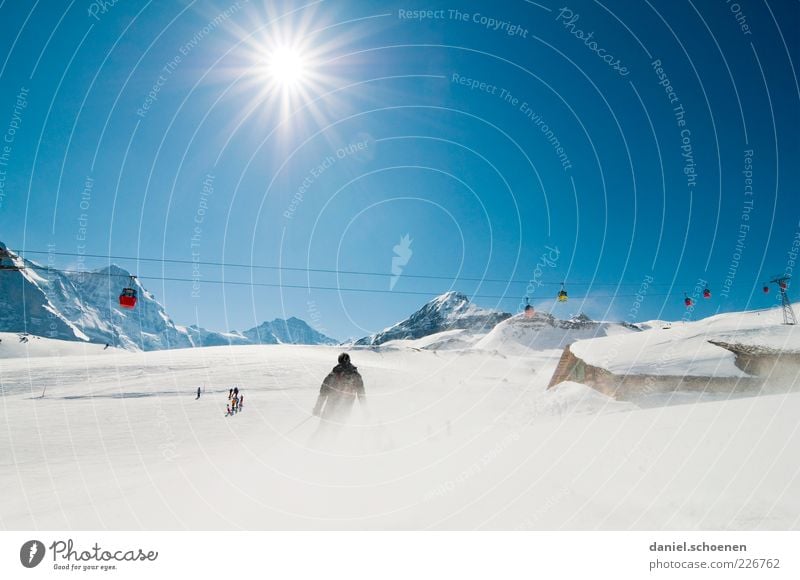 Grindelwald Freizeit & Hobby Ferien & Urlaub & Reisen Tourismus Winter Schnee Winterurlaub Wintersport Skipiste Himmel Wolkenloser Himmel Klima Schönes Wetter