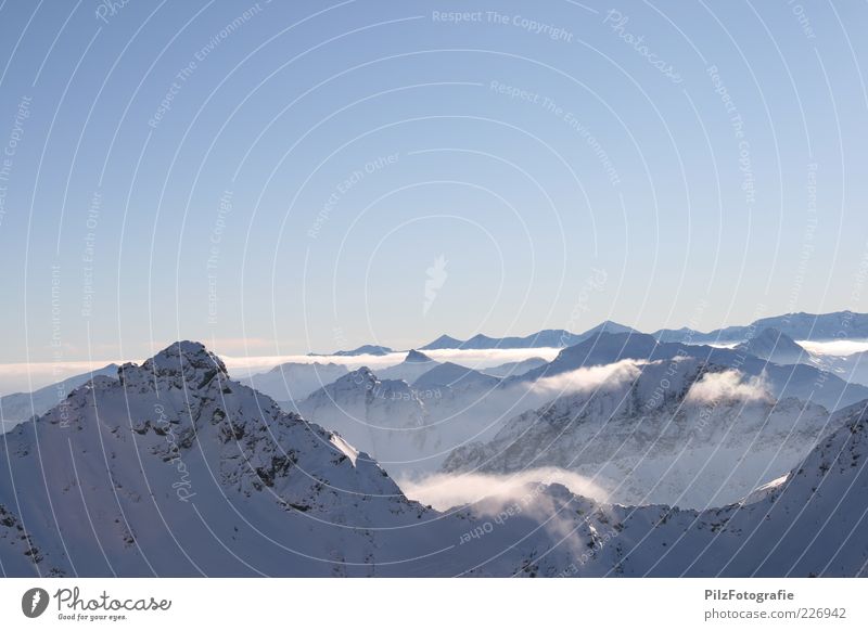 Auf der Sonnenseite Umwelt Natur Landschaft Himmel Winter Nebel Schnee Felsen Alpen Berge u. Gebirge Schladminger Tauern Gipfel Rotmandlspitze
