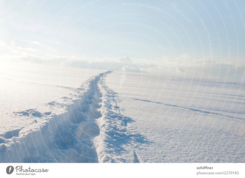 Auf zu neuen Wegen! Umwelt Natur Himmel Wolken Sonnenlicht Winter Schönes Wetter Eis Frost Schnee Hügel anstrengen ästhetisch Zufriedenheit Erwartung Hoffnung