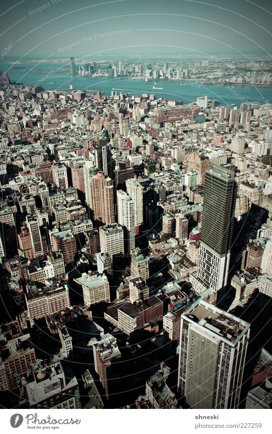 Aussicht New York City New Jersey USA Amerika Skyline Haus Hochhaus Gebäude Stadt Farbfoto Textfreiraum oben Licht Schatten Sonnenlicht Vogelperspektive