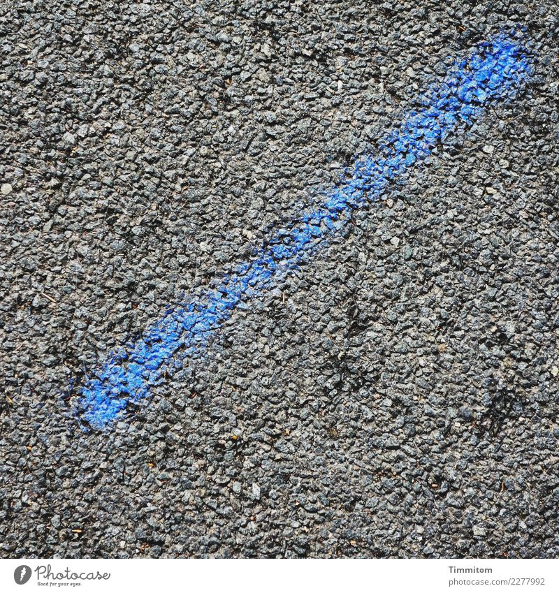Erstes 2018. Straße Schilder & Markierungen Linie blau grau schwarz Straßenbelag einfach Grafik u. Illustration Schrägstrich Zeichen Farbfoto Außenaufnahme