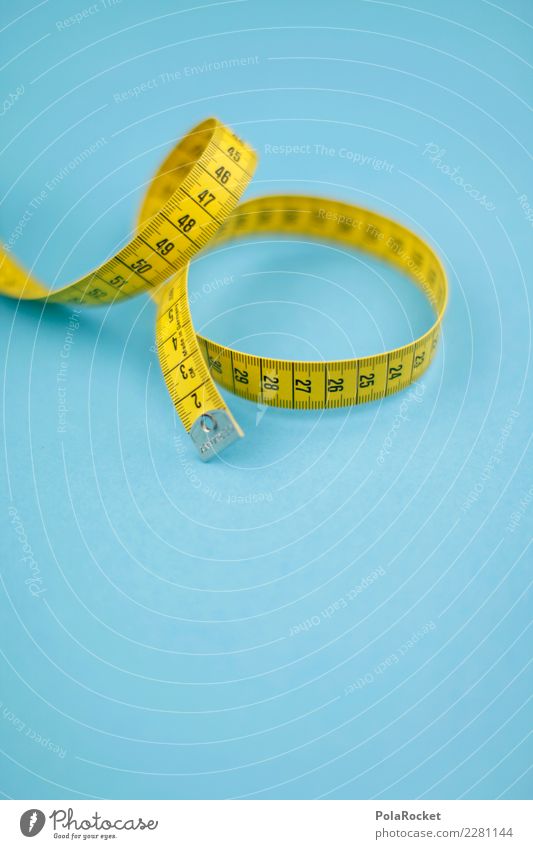 #AS# Teufelskreis Fitness Sport-Training Diät Maßband messen gelb blau Ziffern & Zahlen Ernährung Ziel abmessen rund umwickelt Vorsätze Bewegung Länge Größe