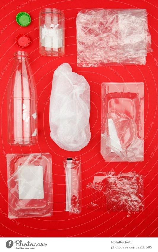 #AS# Plastik-Müll Kunst Kunstwerk ästhetisch rot Statue Kunststoff Plastikbecher Plastikdose Plastikhülle Plastikwelt Verpackung Verpackungsmaterial Recycling