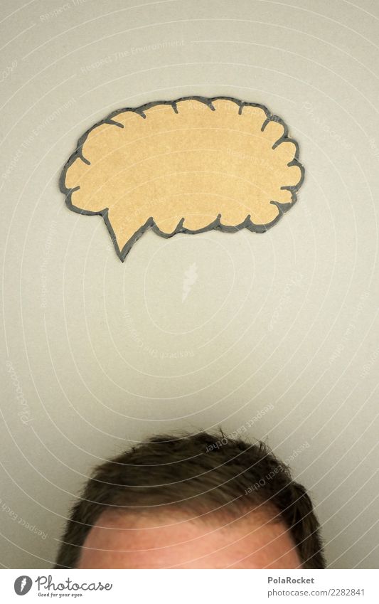 #AS# Idee im Kopf? Mensch maskulin Denken Kommunizieren Sprechblase Gedankenarmut Experiment Basteln Haare & Frisuren braun Brainstorming Sitzung grau sprechen