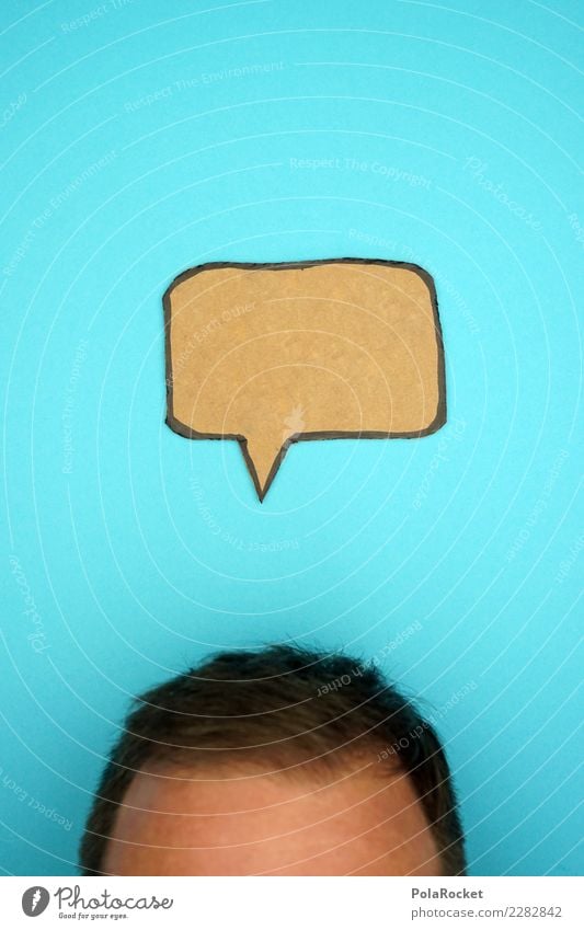 #AS# Leere im Kopf? Mensch maskulin Denken sprechen Sprechblase Idee Comic Kommunizieren kommunikativ Telekommunikation blau Haare & Frisuren Karton Stirn
