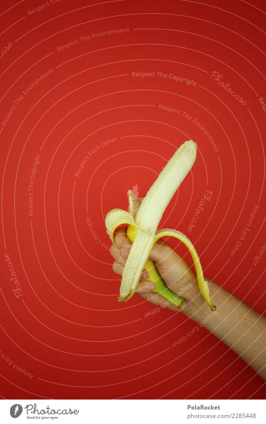 #AS# Take a bananaaaaa Fitness Sport-Training Essen rot gelb Banane Hand stoppen süß Energie direkt Kreativität Wunder frisch Markt Supermarkt Milchshake Eis