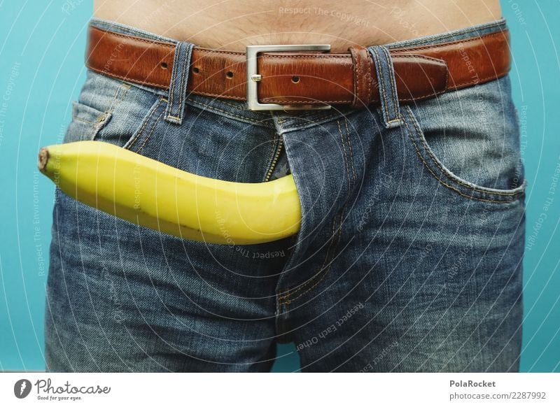 #AS# Banane an Mann Kunst Kitsch Jeanshose Gürtel maskulin Männlicher Akt Penis Genitalsystem kindisch außergewöhnlich Sexualität Sexuelle Neigung fantastisch
