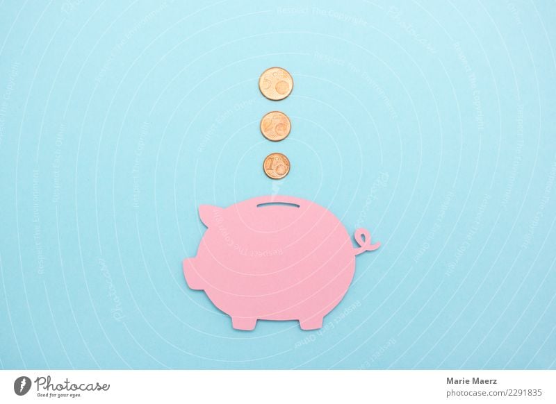 1 2 3 Münzen fliegen ins Sparschwein Kapitalwirtschaft Geldinstitut Spardose Geldmünzen sparen einfach blau rosa sparsam Reichtum Zukunft Geld sparen Zinsen