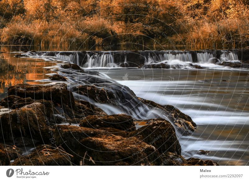 Wasserfall Fluss Dobra Kroatien schön Europa Felsen Herbst Landschaft Natur Panorama (Aussicht) gelb Langzeitbelichtung Karlovac Kupa Strömung Elektrizität