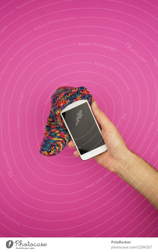 #AS# Technik Dude Handy gebrauchen rosa Kunst ästhetisch Mobilität Mobile Mobilfunk Mütze beanie Strümpfe verrückt niedlich Bildschirm Zeitverschwendung Sucht