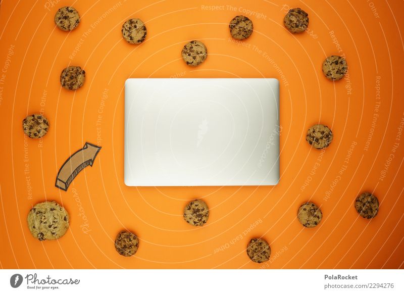 #AS# Cookie-Angriff Kunst ästhetisch Kreativität cookie Keks Virus angriffslustig Notebook Datenschutz Fehlermeldung orange viele Comic Internet Muster Pfeil