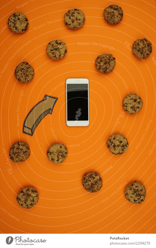 #AS# Cookies überall Handy Angst Computer cookie Pfeil orange Sicherheit spionieren Virus Angriff angriffslustig Kreativität ästhetisch Datenschutz viele Keks