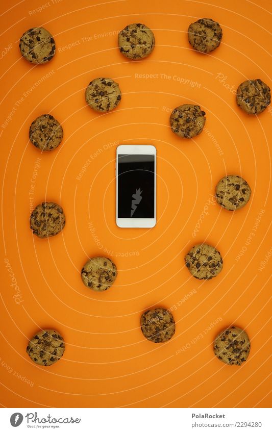 #AS# Cookies überall II Handy Angst weiß Keks cookies orange Sicherheit spionieren Angriff viele angriffslustig Kreativität ästhetisch Datenschutz Privatsphäre