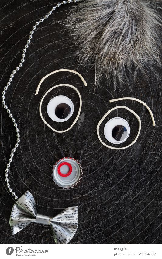 Emotionen...coole Gesichter: Collage Graukopf Mensch maskulin Mann Erwachsene Haare & Frisuren Auge 1 Fliege grauhaarig rot schwarz weiß Gefühle Stimmung Sorge