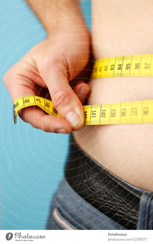 #AS# Vorsatz-Check Kunst Sport Kalorie Kalorienreich Fett Übergewicht fettarm Bauch Maßband gelb Hand messen Vorsätze Kontrolle Diät abnehmend Jeanshose