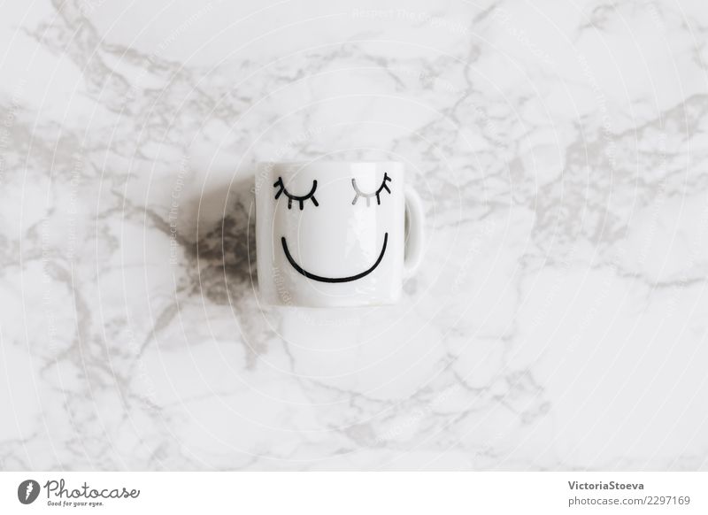Draufsicht einer Kaffeetasse Frühstück Getränk Trinkwasser Espresso Becher Lifestyle elegant Stil Design Freude Glück schön Gesicht Erholung Tisch Kunst