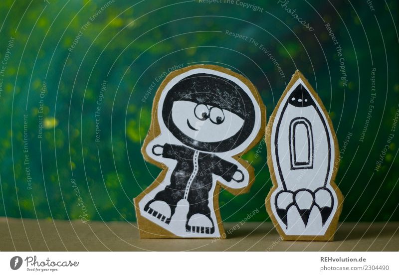 Pappland | Astronaut mit Rakete Bildung Beruf Mensch Körper 1 Spielzeug fliegen Schweben Kreativität Karton Comicfigur Figur Weltall Stern Galaxie gebastelt