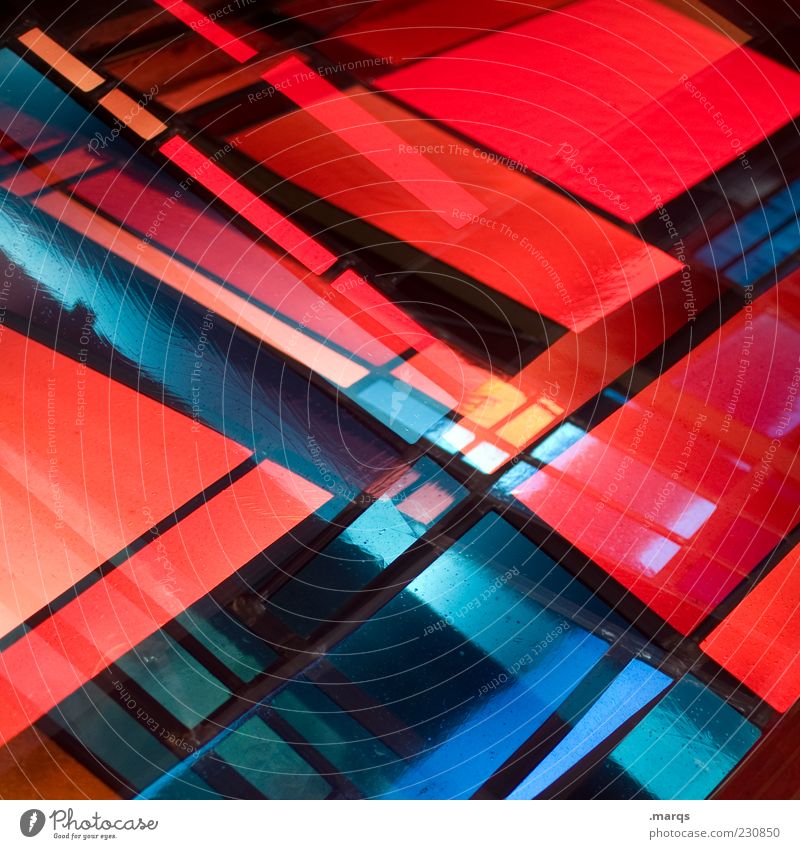 X Lifestyle Stil Design Kunst Glas Linie außergewöhnlich einzigartig verrückt mehrfarbig chaotisch Farbe Mosaik leuchten Dekoration & Verzierung rot blau