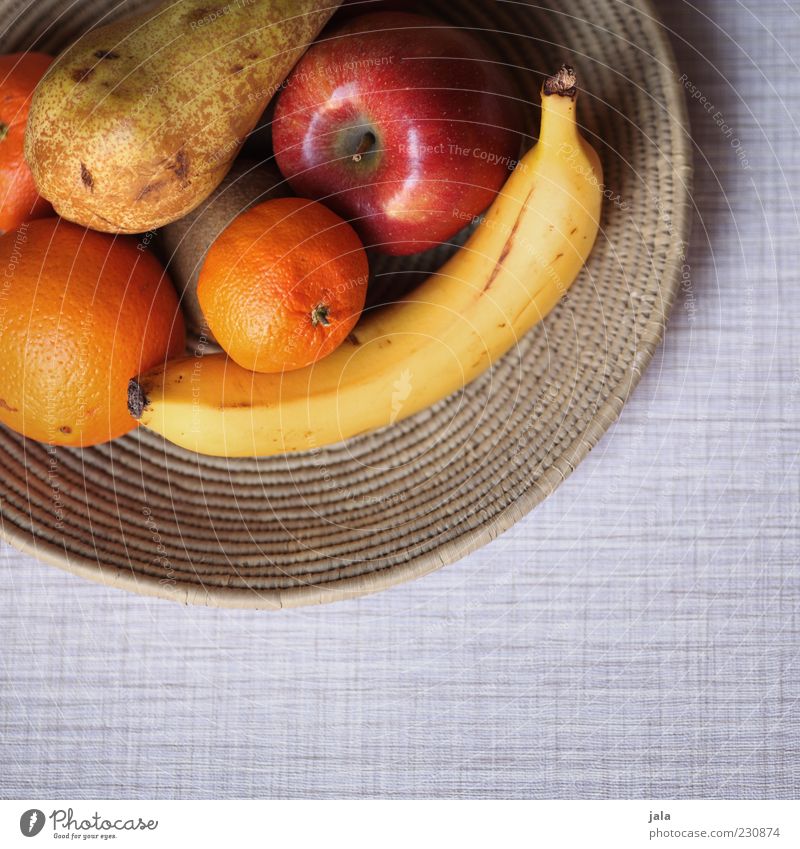 obst Lebensmittel Frucht Apfel Orange Banane Kiwi Birne Ernährung Bioprodukte Vegetarische Ernährung Schalen & Schüsseln Gesundheit Vitamin Farbfoto