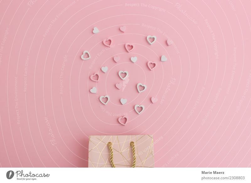 Geschenktüte mit Herzen zum Valentinstag kaufen Glück Muttertag Hochzeit genießen Liebe ästhetisch Neugier positiv schön rosa Frühlingsgefühle Partnerschaft