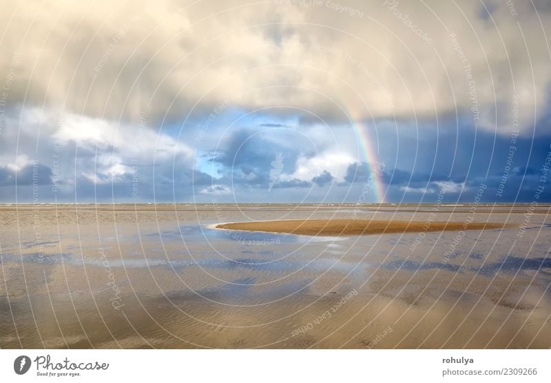 Regenbogen an der Nordseeküste nach dem Regen, Holland schön Ferien & Urlaub & Reisen Tourismus Strand Meer Insel Natur Landschaft Sand Himmel Wolken Wetter