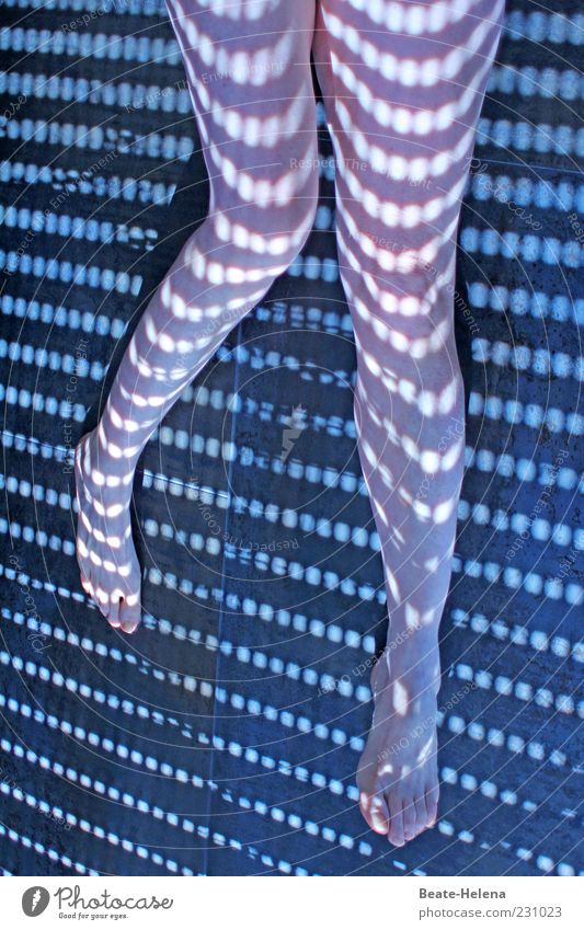 Vom Licht gestreift 2 Lifestyle feminin Frau Erwachsene Haut Beine Sonnenlicht Schönes Wetter Linie Streifen liegen schaukeln ästhetisch außergewöhnlich