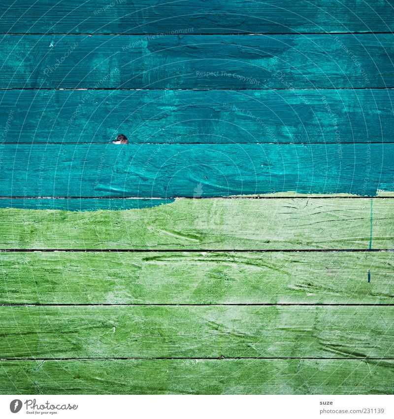 Am See Holz Linie Streifen trocken blau grün Wand Holzbrett Holzwand Hintergrundbild bemalt Farbe Farbfoto mehrfarbig Außenaufnahme abstrakt Muster