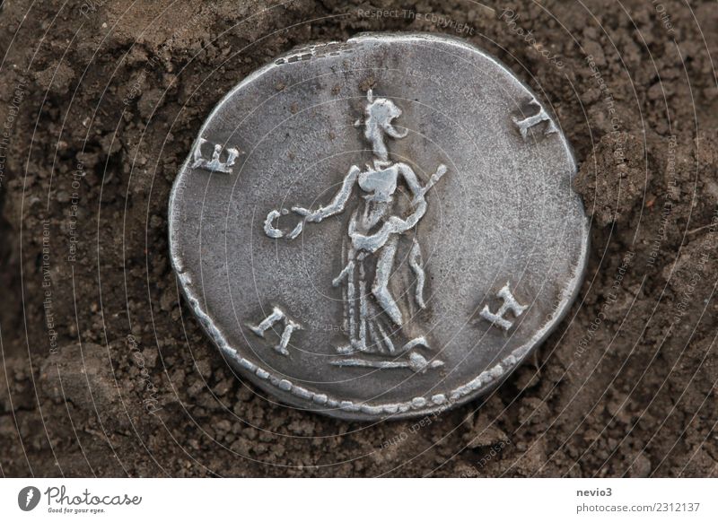 Rückseite einer römischen Münze Kapitalwirtschaft Business Souvenir Sammlung Sammlerstück Metall Geld rund braun silber Geldmünzen Münzenberg König Silbermünze