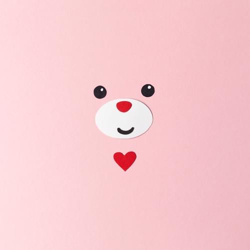 Glücksbär Basteln Valentinstag Geburtstag Tier Tiergesicht Bär 1 Papier Dekoration & Verzierung Zeichen Herz niedlich rosa rot Gefühle Fröhlichkeit Geborgenheit