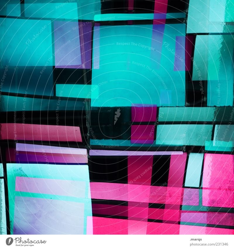 Square Lifestyle Stil Design Kunst Glas Linie leuchten außergewöhnlich Coolness trendy einzigartig verrückt mehrfarbig chaotisch Farbe skurril Mosaik