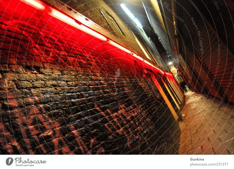 Rotes Licht Mensch maskulin 1 Subkultur Amsterdam Europa Hauptstadt Altstadt Mauer Wand Sehenswürdigkeit Rotlichtviertel Beton dunkel exotisch heiß Stadt rot