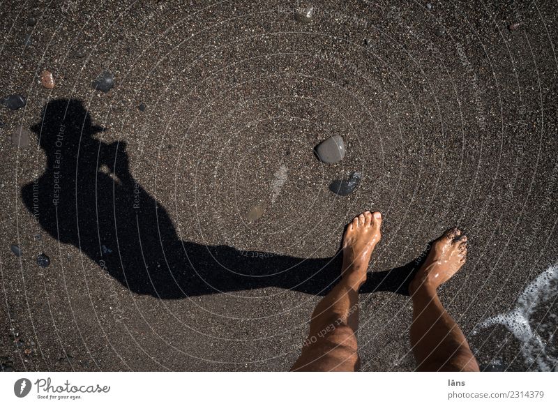 Füße am Strand Mensch maskulin Leben 1 Sand Wasser Küste Insel Santorin beobachten entdecken maritim Erwartung Neugier Fotografieren Farbfoto Außenaufnahme